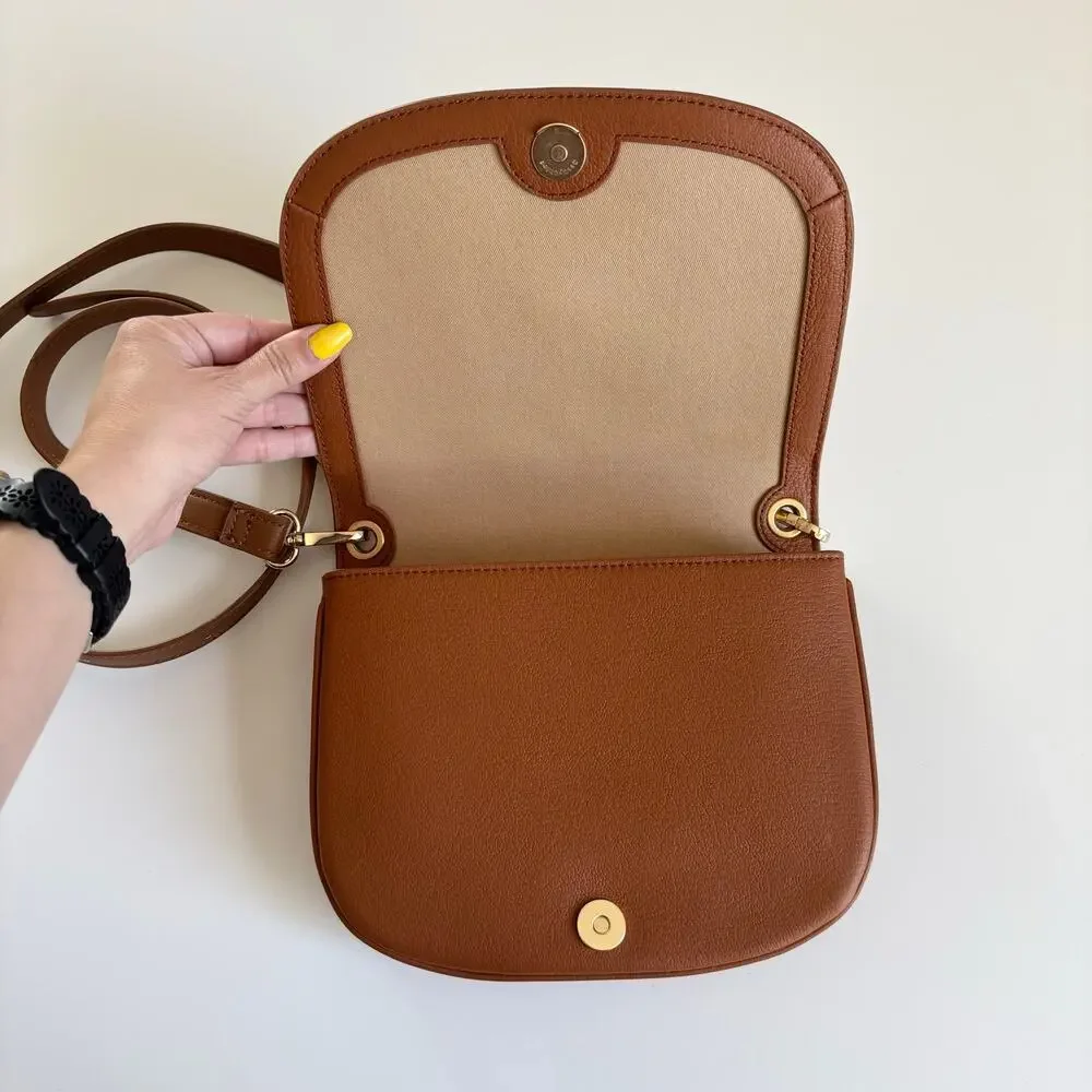 See by Chloé Leather Suede Hana Crossbody Saddle Bag Gold Ring Designer Purse